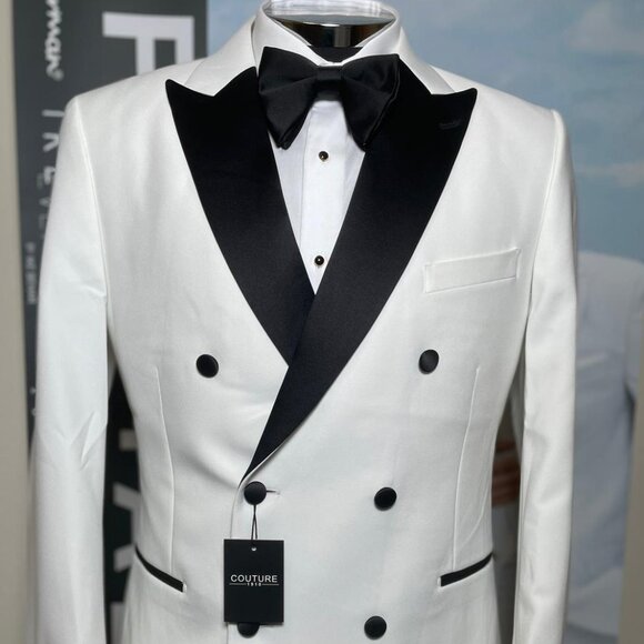 WHITE TUXEDO DINNER JACKET-COUTURE 1910 - Picture 1 of 2